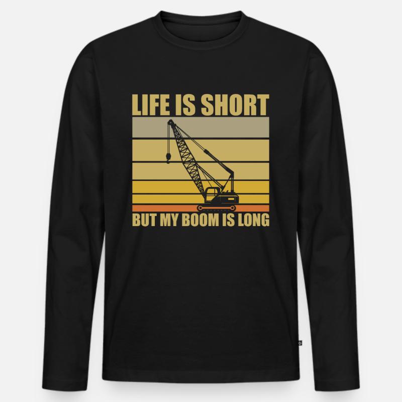 Kranführer Spruch - Männer Premium Bio Langarmshirt - Schwarz