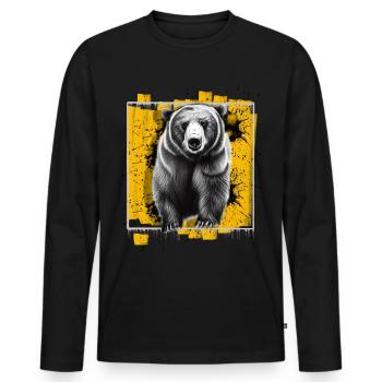 Bär - Männer Premium Bio Langarmshirt - Schwarz - Vorne - Nico (187cm)