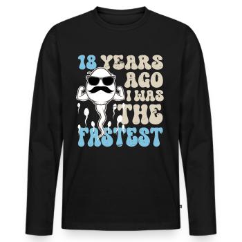 18e anniversaire 18 ans J’étais le plus rapide - T-shirt manches longues Premium bio Homme - noir - Devant - Nico (187cm)