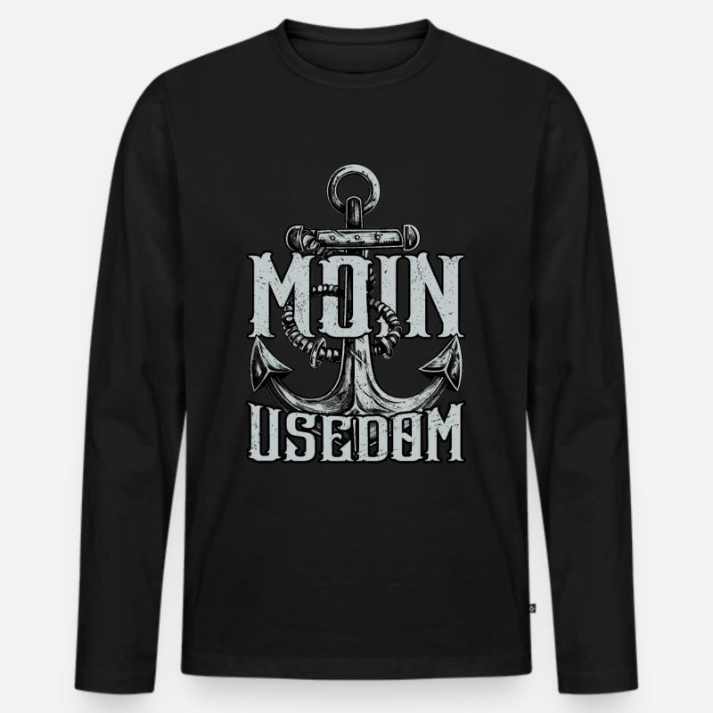 Moin Usedom - Männer Premium Bio Langarmshirt - Schwarz