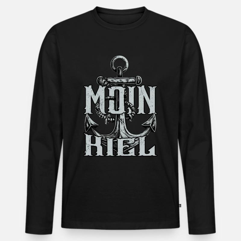 Moin Kiel - Männer Premium Bio Langarmshirt - Schwarz