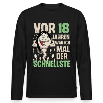 18. Geburtstag 18 Jahre War Ich Mal Der Schnellste - Männer Premium Bio Langarmshirt - Schwarz - Vorne - Nico (187cm)