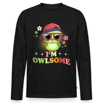 Eule Eulen I`m Owlsome - Männer Premium Bio Langarmshirt - Schwarz - Vorne - Nico (187cm)