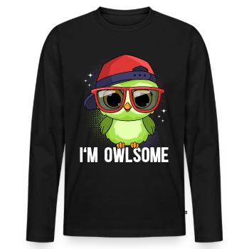 Eule Eulen I`m Owlsome - Männer Premium Bio Langarmshirt - Schwarz - Vorne - Nico (187cm)