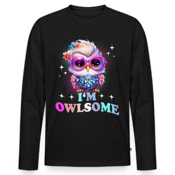 Eule Eulen I`m Owlsome - Männer Premium Bio Langarmshirt - Schwarz - Vorne - Nico (187cm)