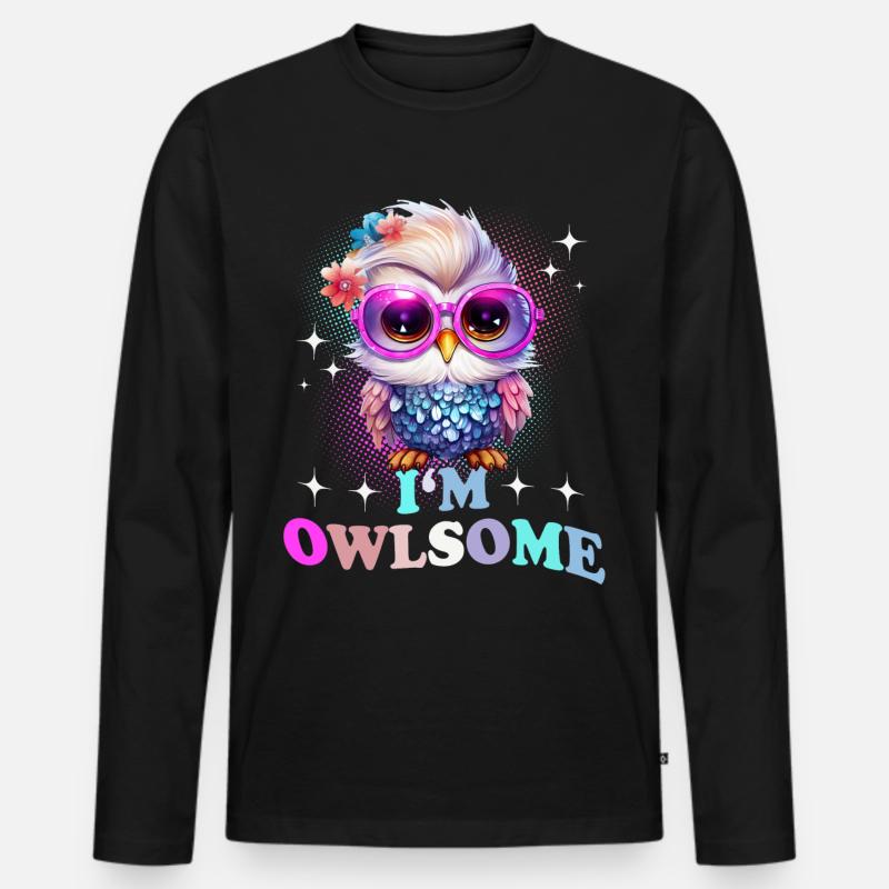 Eule Eulen I`m Owlsome - Männer Premium Bio Langarmshirt - Schwarz