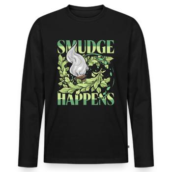 Smudging Fumigation Smudge Happens - Men's Premium Organic Long Sleeve Shirt - black - Front - Nico (187cm)
