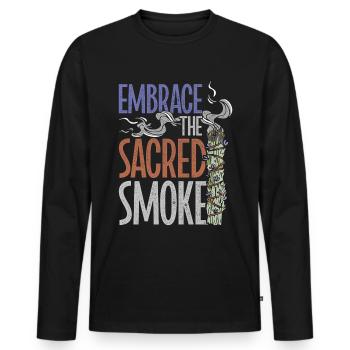 Smudging Embrace The Sacred Smoke - Männer Premium Bio Langarmshirt - Schwarz - Vorne - Nico (187cm)