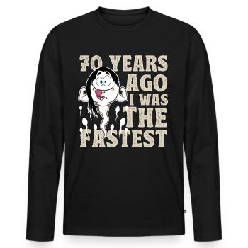 70. Geburtstag 70 Jahre War Ich Mal Der Schnellste - Männer Premium Bio Langarmshirt - Schwarz - Vorne - Nico (187cm)