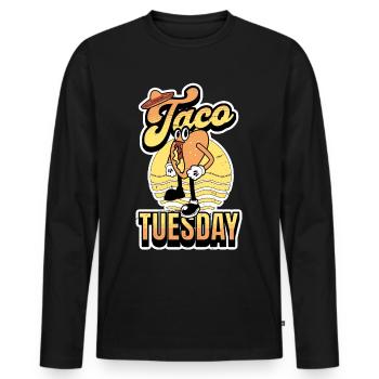 Taco Mardi - T-shirt manches longues Premium bio Homme - noir - Devant - Nico (187cm)