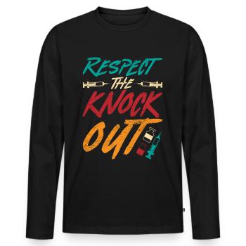 Anesthésiologie Anesthésiste Respect The Knock Out - T-shirt manches longues Premium bio Homme - noir - Devant - Nico (187cm)
