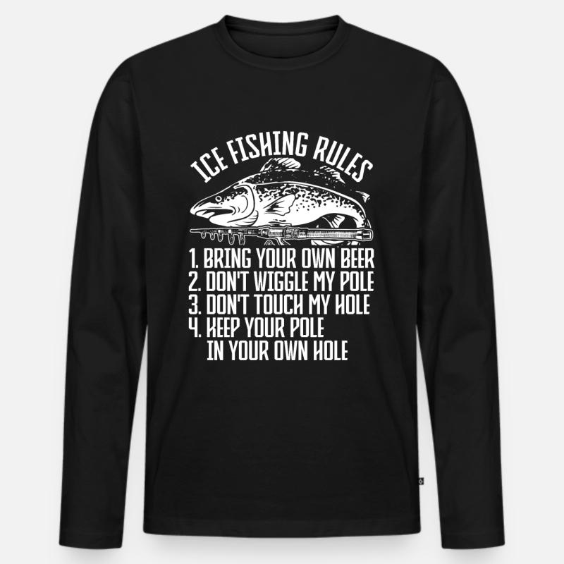 Eisfischen Eisangeln Eisloch Angeln - Männer Premium Bio Langarmshirt - Schwarz