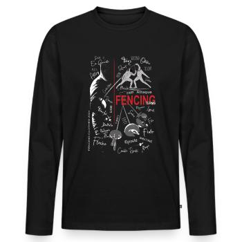 Fencing Notions Training Gift - Men's Premium Organic Long Sleeve Shirt - black - Front - Nico (187cm)