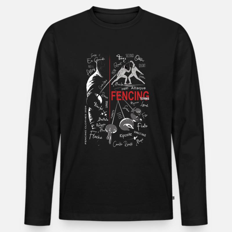 Fechten Begriffe Training Geschenk - Männer Premium Bio Langarmshirt - Schwarz