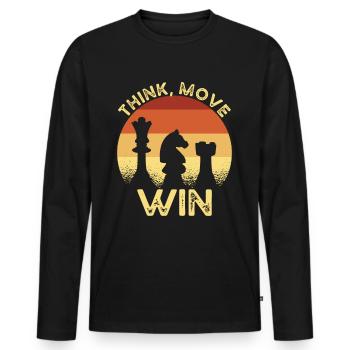 Schach Think Move Win - Männer Premium Bio Langarmshirt - Schwarz - Vorne - Nico (187cm)