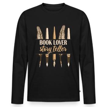 Autor Story Teller - Männer Premium Bio Langarmshirt - Schwarz - Vorne - Nico (187cm)