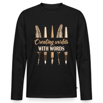 Author Creating Worlds - Men's Premium Organic Long Sleeve Shirt - black - Front - Nico (187cm)