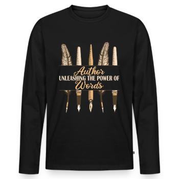 Autor Power Of Words - Männer Premium Bio Langarmshirt - Schwarz - Vorne - Nico (187cm)