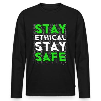 Hacker éthique Restez éthique Restez en sécurité - T-shirt manches longues Premium bio Homme - noir - Devant - Nico (187cm)