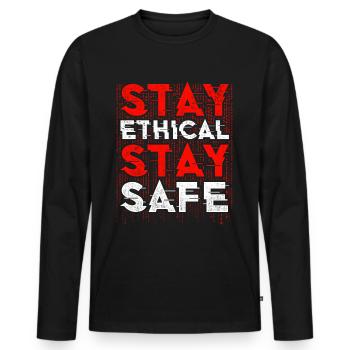 Hacker éthique Restez éthique Restez en sécurité - T-shirt manches longues Premium bio Homme - noir - Devant - Nico (187cm)