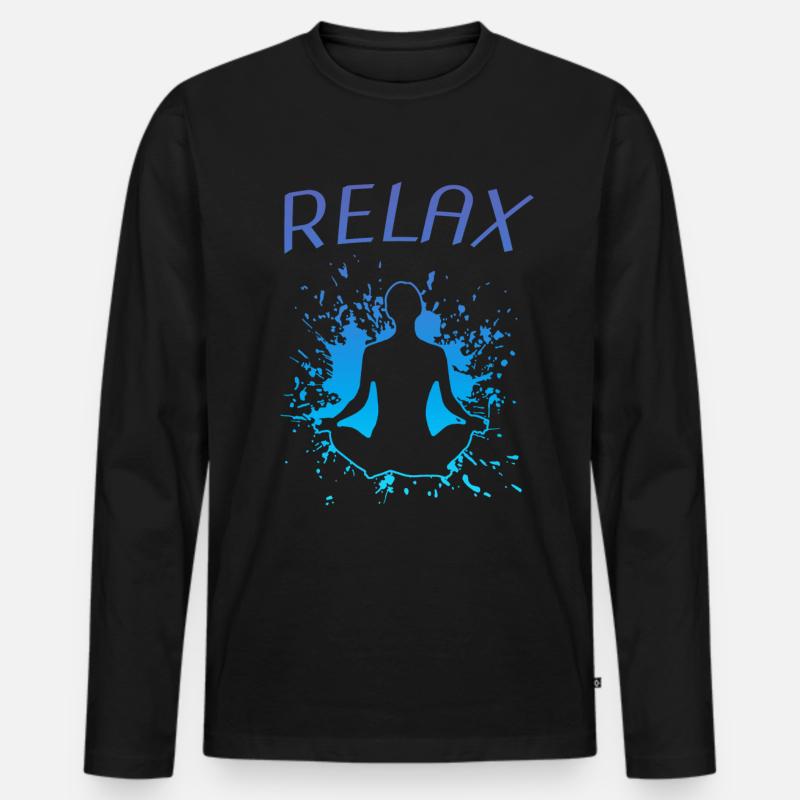 Yoga Relax - Männer Premium Bio Langarmshirt - Schwarz