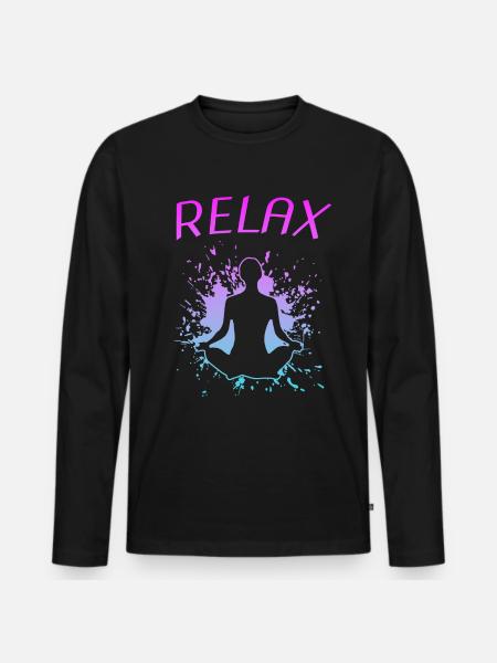 Yoga Yogi Relax Namaste - Männer Premium Bio Langarmshirt - Schwarz