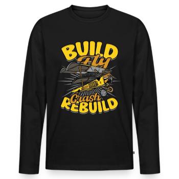 Model Airplane Build Fly Crash Rebuild - Men's Premium Organic Long Sleeve Shirt - black - Front - Nico (187cm)