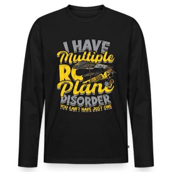 Model Airplane Model Airplane - Men's Premium Organic Long Sleeve Shirt - black - Front - Nico (187cm)