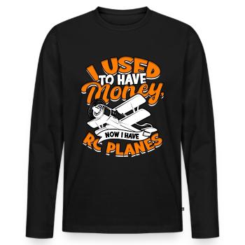 Model Airplane Model Airplane - Men's Premium Organic Long Sleeve Shirt - black - Front - Nico (187cm)