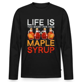 Sirop d’érable Érable Sève d’érable - T-shirt manches longues Premium bio Homme - noir - Devant - Nico (187cm)