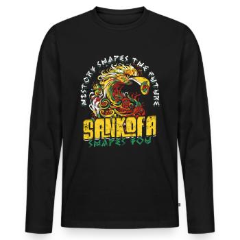 History Shapes The Future Sankofa Shapes You - Männer Premium Bio Langarmshirt - Schwarz - Vorne - Nico (187cm)