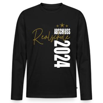 Abschluss 2024 Realschule - Männer Premium Bio Langarmshirt - Schwarz - Vorne - Nico (187cm)