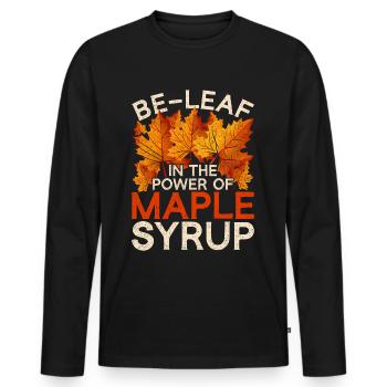 Sirop d’érable Sève d’érable - T-shirt manches longues Premium bio Homme - noir - Devant - Nico (187cm)