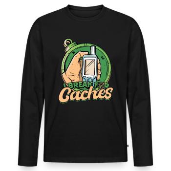 Géocache - T-shirt manches longues Premium bio Homme - noir - Devant - Nico (187cm)