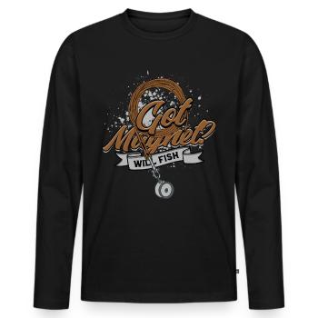 Aimant de pêche aimant Vous avez un aimant ? Pêchera - T-shirt manches longues Premium bio Homme - noir - Devant - Nico (187cm)