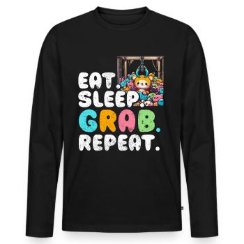 Gripper Kraller Gripper Eat Sleep Grab Repeat - T-shirt manches longues Premium bio Homme - noir - Devant - Nico (187cm)