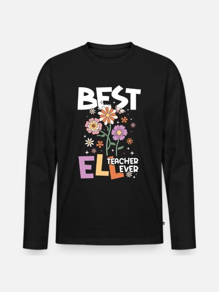 Bester Englischlehrer Englischlehrerin - Männer Premium Bio Langarmshirt - Schwarz