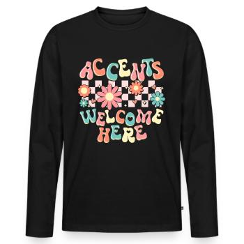 Professeur d’anglais Professeur d’anglais - T-shirt manches longues Premium bio Homme - noir - Devant - Nico (187cm)