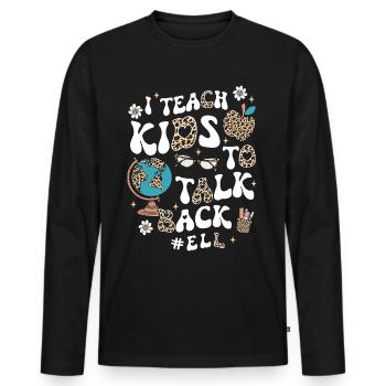 Professeur d’anglais Professeur d’anglais - T-shirt manches longues Premium bio Homme - noir - Devant - Nico (187cm)