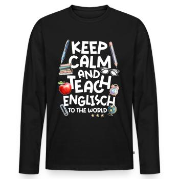 Professeur d’anglais Professeur d’anglais - T-shirt manches longues Premium bio Homme - noir - Devant - Nico (187cm)