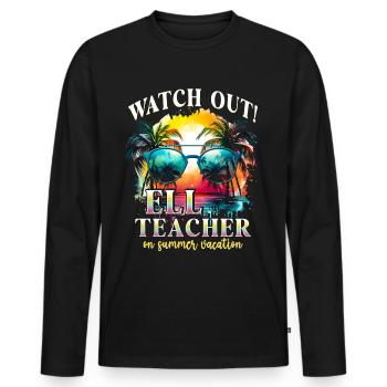 Professeur d’anglais Professeur d’anglais - T-shirt manches longues Premium bio Homme - noir - Devant - Nico (187cm)