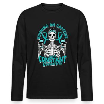 Trouble anxieux Runnin sur la caféine Préoccupations constantes - T-shirt manches longues Premium bio Homme - noir - Devant - Nico (187cm)