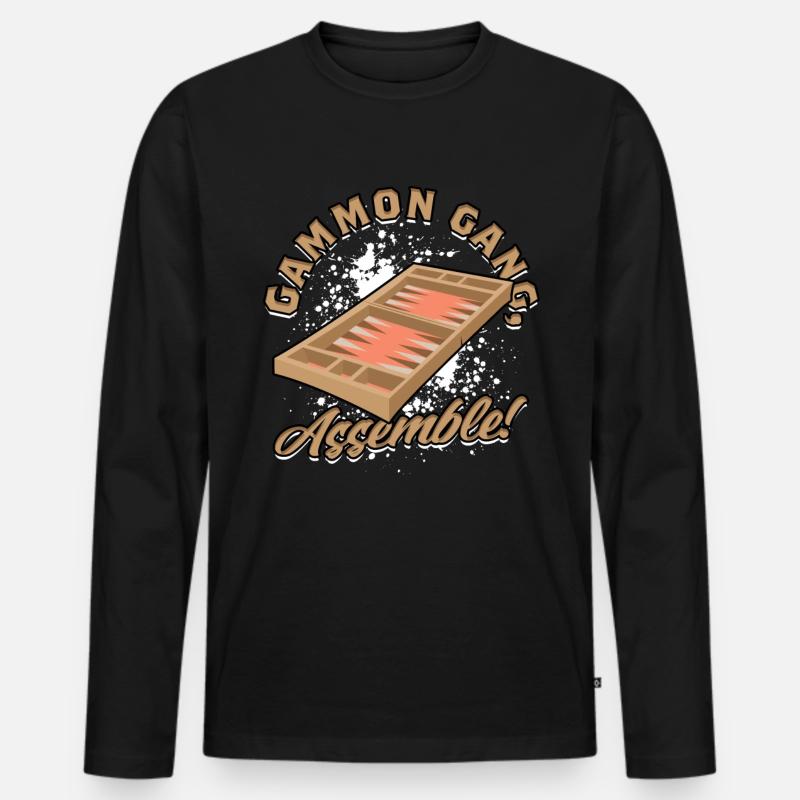 Backgammon Gammon Gang Assemble! - Männer Premium Bio Langarmshirt - Schwarz
