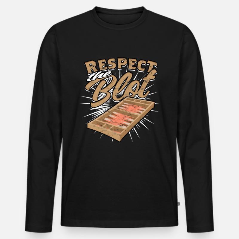 Backgammon Respect The Blot - Männer Premium Bio Langarmshirt - Schwarz