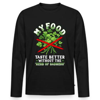 Coriander Coriander Hater - Men's Premium Organic Long Sleeve Shirt - black - Front - Nico (187cm)