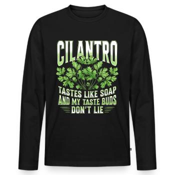 Coriander Coriander Hater - Men's Premium Organic Long Sleeve Shirt - black - Front - Nico (187cm)