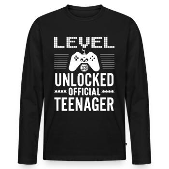 Niveau officiel Teenager 13 débloqué pour les joueurs 13 - T-shirt manches longues Premium bio Homme - noir - Devant - Nico (187cm)