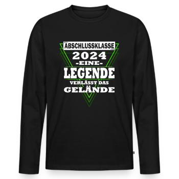 Schulabschluss | Abschlussklasse 2024 | Schüler - Männer Premium Bio Langarmshirt - Schwarz - Vorne - Nico (187cm)