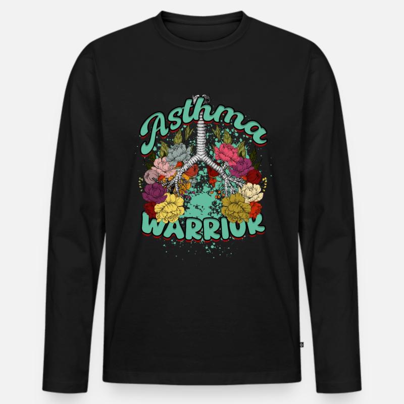 Asthmatiker Asthma Warrior - Männer Premium Bio Langarmshirt - Schwarz