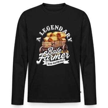 Landwirt Heu Stroh Strohballen Heuballen - Männer Premium Bio Langarmshirt - Schwarz - Vorne - Nico (187cm)